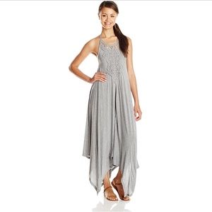 Rip Curl Castaway Maxi Dress Gray Crochet open back Small